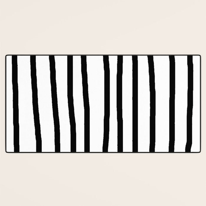 Simply Drawn Vertical Stripes in Midnight Black Desk Mat Gallery Image 3