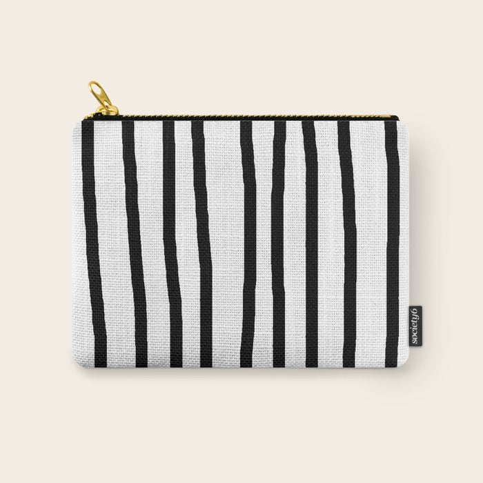 Simply Drawn Vertical Stripes in Midnight Black Carry All Pouch Gallery Image 1