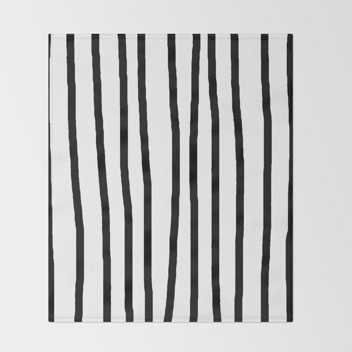 Simply Drawn Vertical Stripes in Midnight Black Throw Blanket Gallery Image 2
