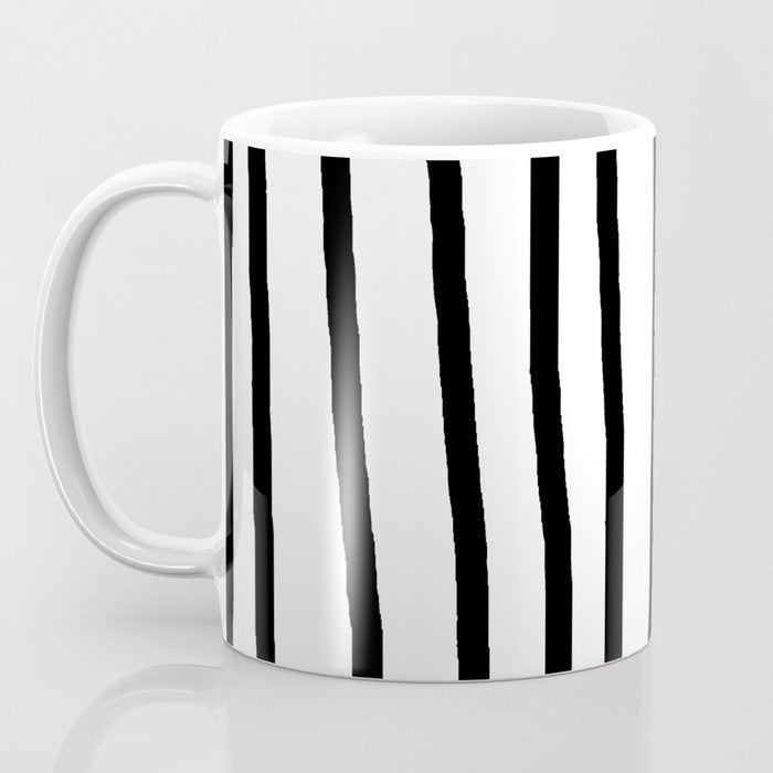 Simply Drawn Vertical Stripes in Midnight Black Coffee Mug Gallery Image 3