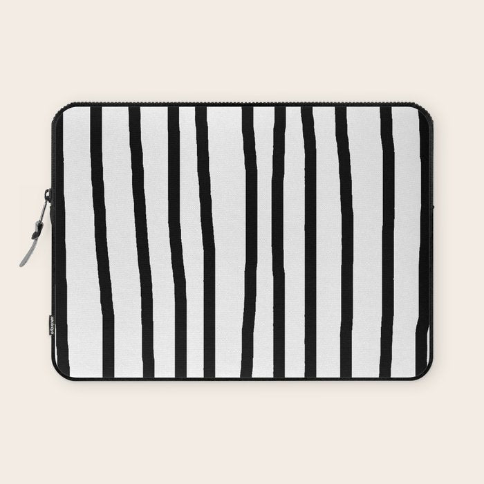 Simply Drawn Vertical Stripes in Midnight Black Laptop Sleeve Gallery Image 1