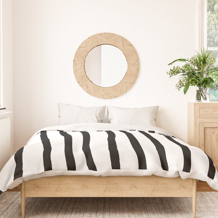 Simply Drawn Vertical Stripes in Midnight Black Duvet Cover Gallery Image 3