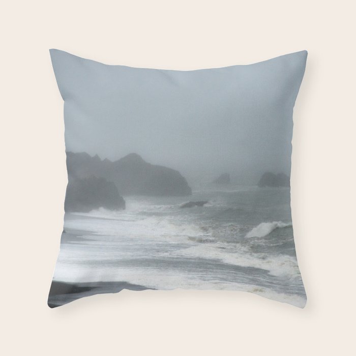 Pacific Northwest Beach Storm Throw Pillow Gallery Image 1