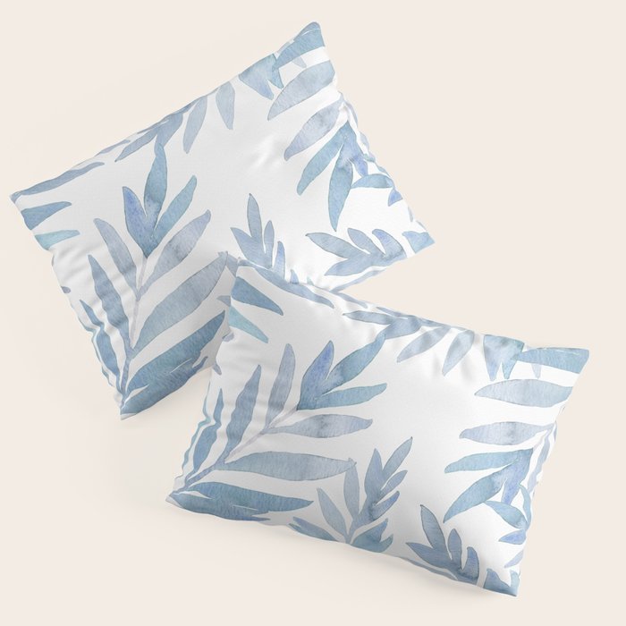 Muted Blue Palm Leaves Pillow Sham Gallery Image 1