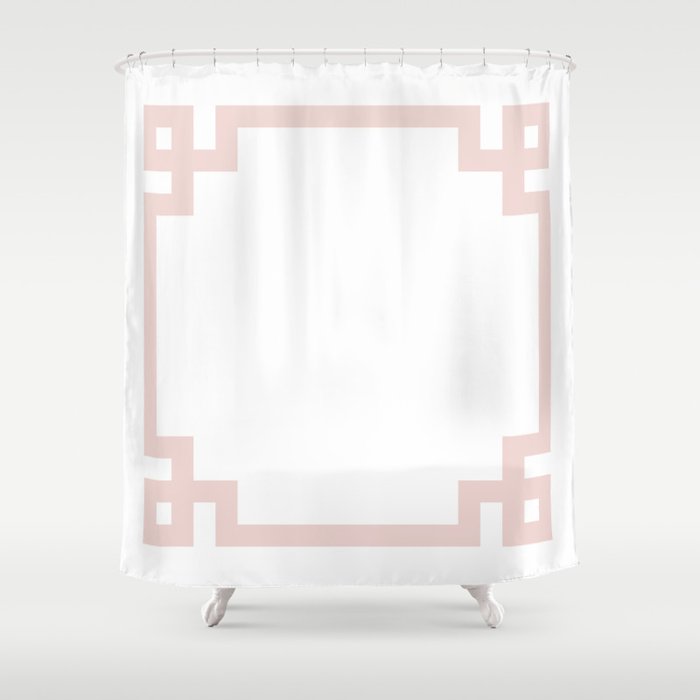 Blush Greek Key Border Shower Curtain Gallery Image 1