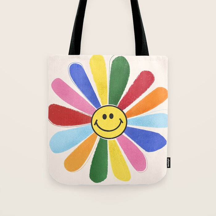 Smiley Hippie Daisy Tote Bag Gallery Image 1