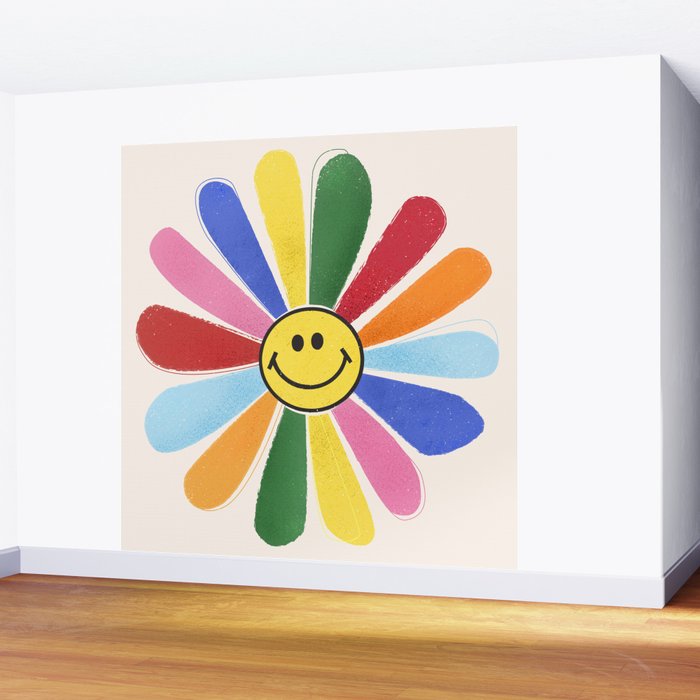 Smiley Hippie Daisy Wall Mural Gallery Image 2