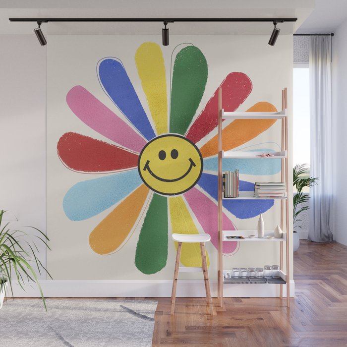 Smiley Hippie Daisy Wall Mural Gallery Image 1