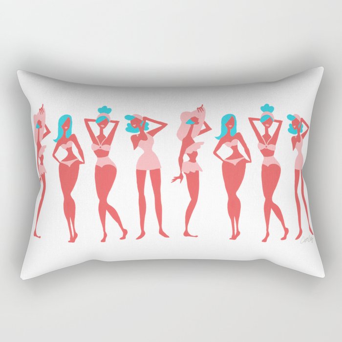 Beach Bombshells - Cyan & Coral Palette Rectangular Pillow Gallery Image 1