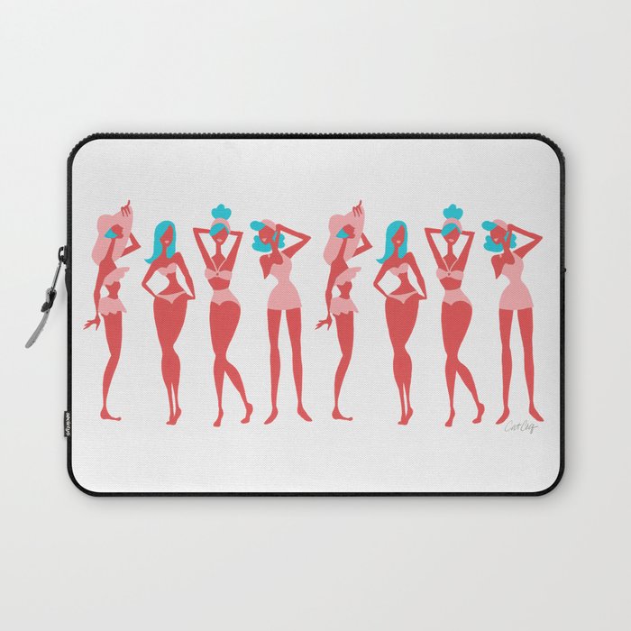 Beach Bombshells - Cyan & Coral Palette Laptop Sleeve Gallery Image 1
