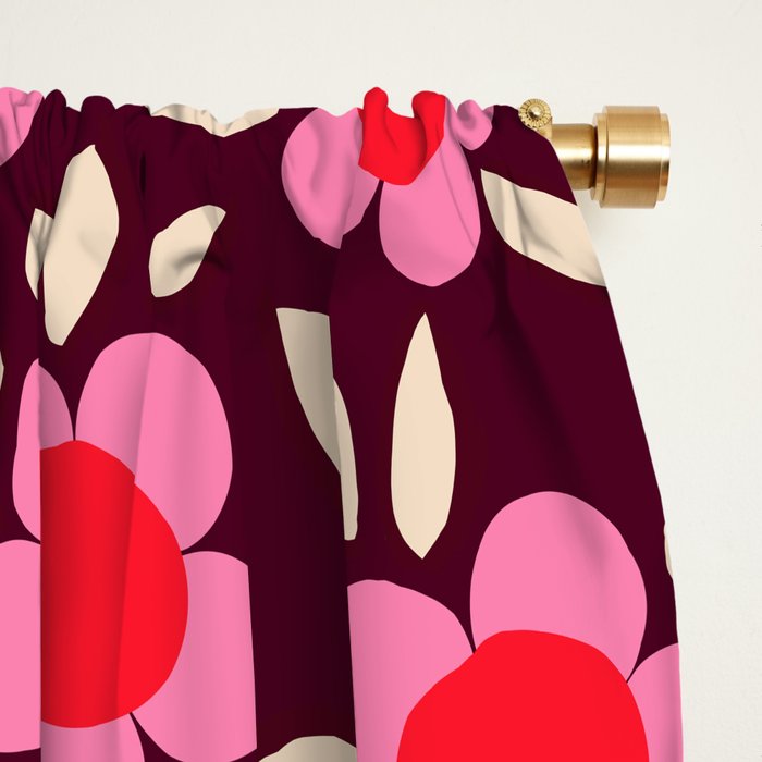Pink and Maroon Flowers Pop Window Curtain Gallery Image 2