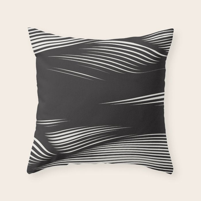 Wavy Black and Beige 13 Throw Pillow Gallery Image 6