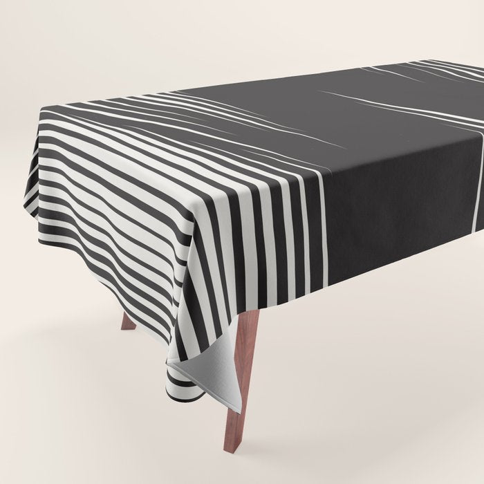 Wavy Black and Beige 13 Tablecloth Gallery Image 1