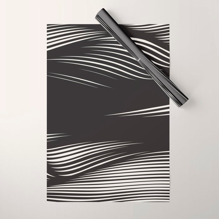 Wavy Black and Beige 13 Wrapping Paper