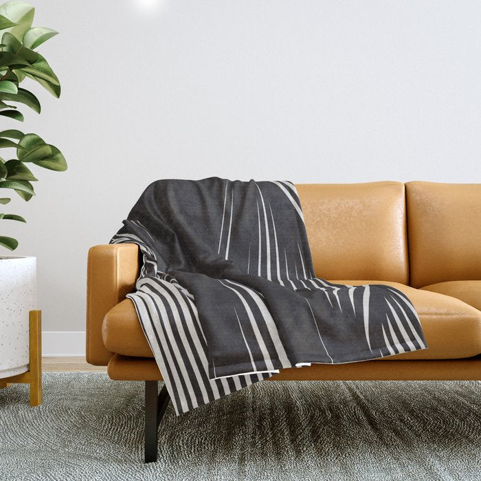 Wavy Black and Beige 13 Throw Blanket Gallery Image 1