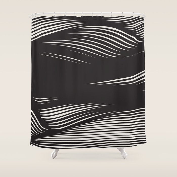 Wavy Black and Beige 13 Shower Curtain Gallery Image 1