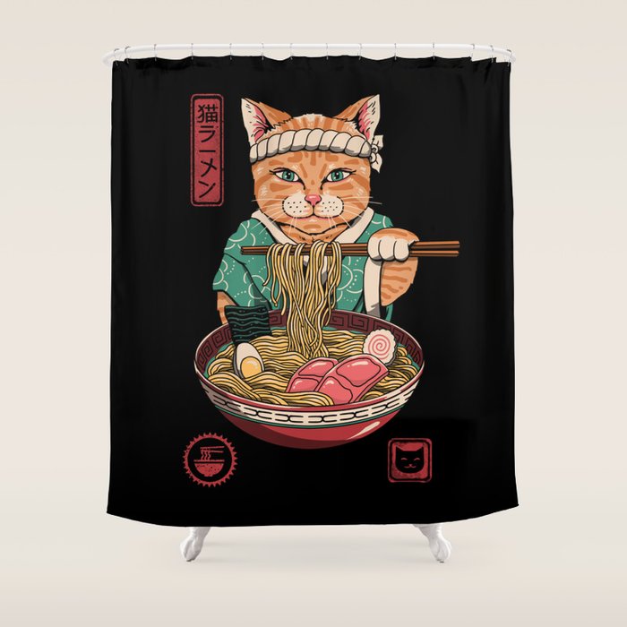 Neko Ramen Shower Curtain Gallery Image 1