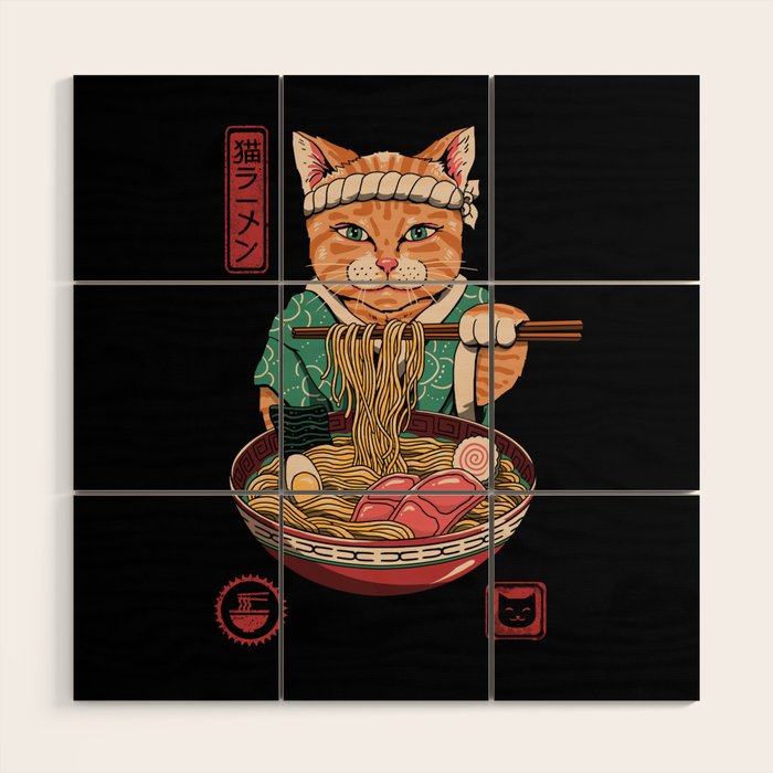 Neko Ramen Wood Wall Art Gallery Image 1