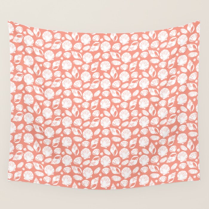 Shells . Coral Wall Tapestry Gallery Image 1