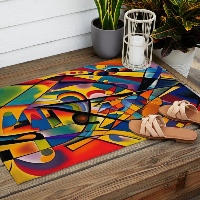 Bright Shape Composition Outdoor Rug Gallery Image 2