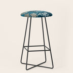 Aqua Teal Vintage Floral Damask Pattern Stool Gallery Image 1