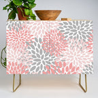 Floral Pattern, Coral Pink and Gray Credenza Gallery Image 1