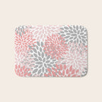 Floral Pattern, Coral Pink and Gray Bath Mat Gallery Image 1