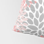 Floral Pattern, Coral Pink and Gray Pillow Sham Gallery Image 4