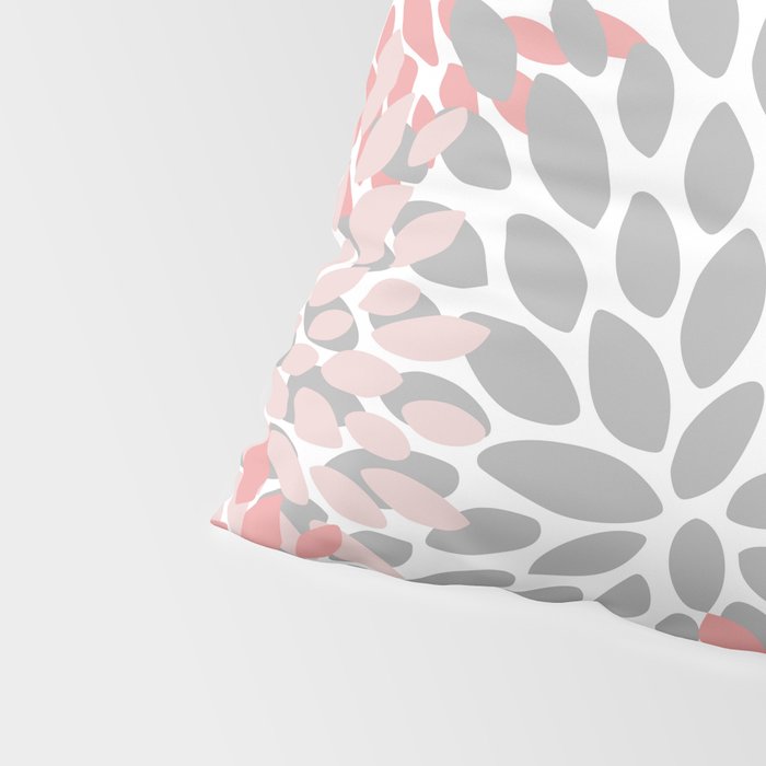 Floral Pattern, Coral Pink and Gray Pillow Sham Gallery Image 4