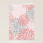 Floral Pattern, Coral Pink and Gray Stationery Card Gallery Image 2