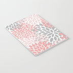 Floral Pattern, Coral Pink and Gray Notebook Gallery Image 3