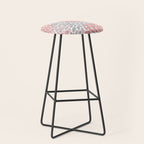 Floral Pattern, Coral Pink and Gray Stool Gallery Image 1