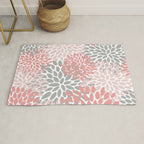 Floral Pattern, Coral Pink and Gray Rug Gallery Image 1