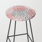 Floral Pattern, Coral Pink and Gray Stool Gallery Image 2