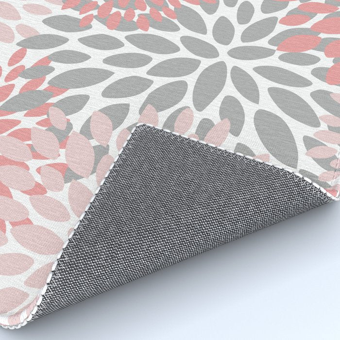 Floral Pattern, Coral Pink and Gray Rug Gallery Image 4