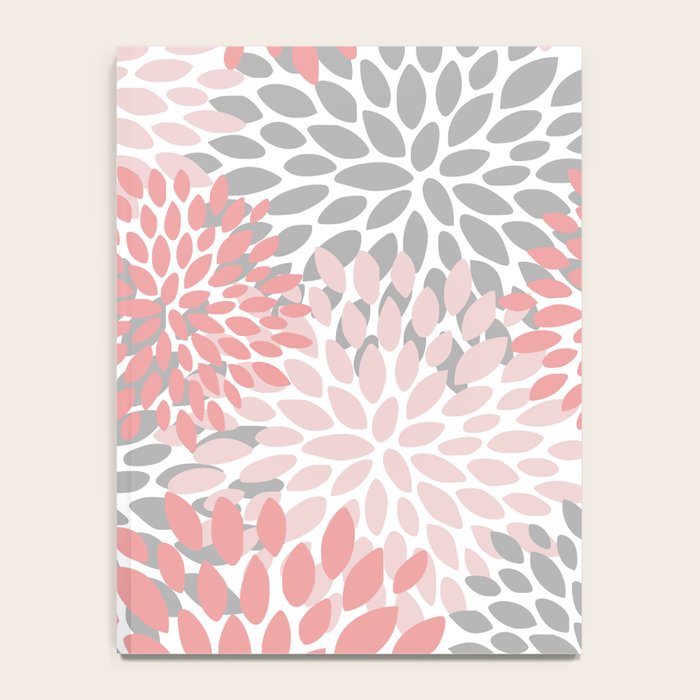 Floral Pattern, Coral Pink and Gray Notebook Gallery Image 4