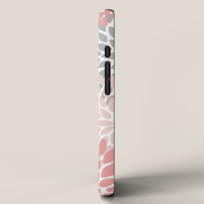 Floral Pattern, Coral Pink and Gray iPhone Case Gallery Image 2