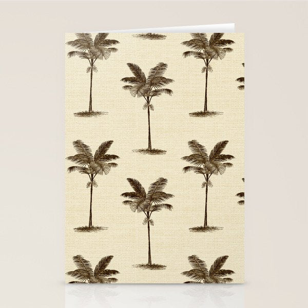 Etched Palm Trees on Vintage Linen Stationery Card Gallery Image 2