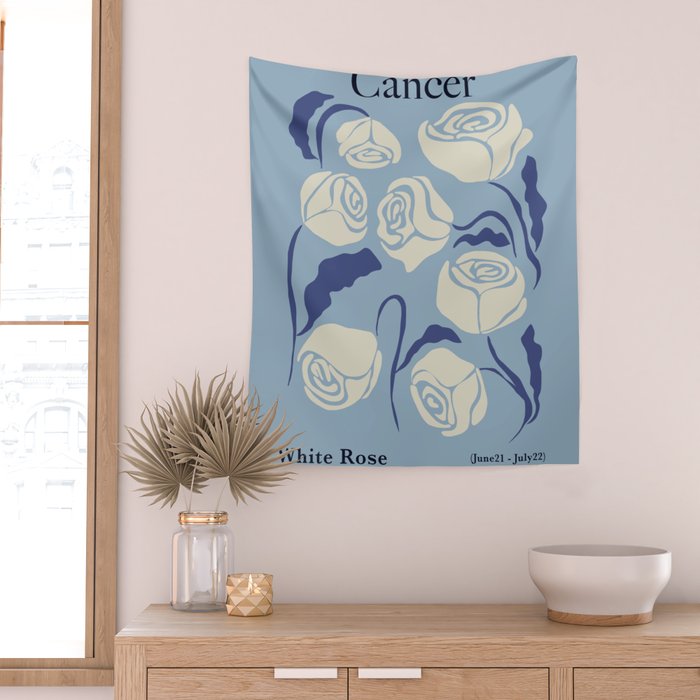 Cancer white rose  Wall Tapestry Gallery Image 2