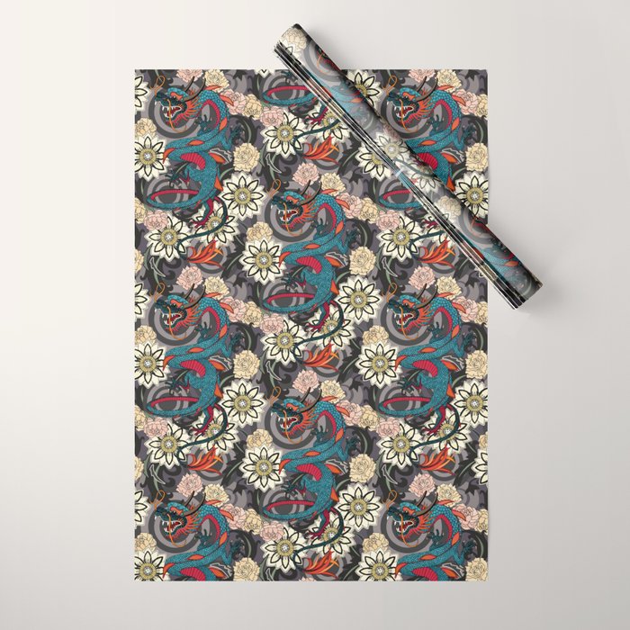 dragon tattoo dark Wrapping Paper Gallery Image 1