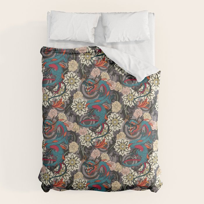 dragon tattoo dark Duvet Cover Gallery Image 6