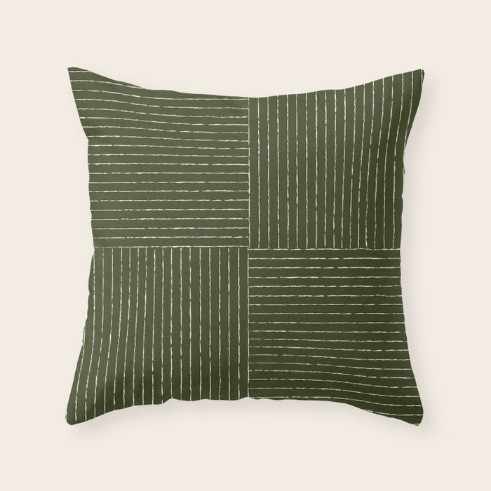 Lines III (Olive Green) Throw Pillow Gallery Image 6