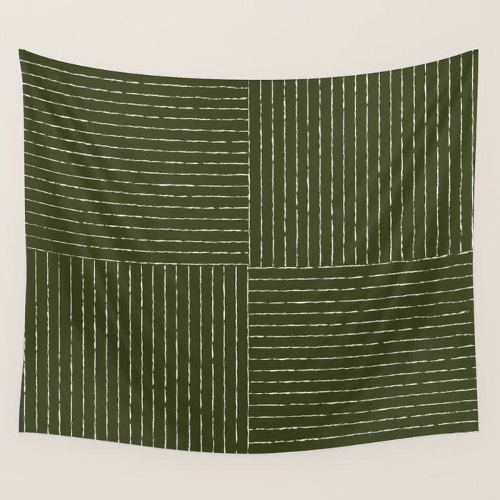 Lines III (Olive Green) Wall Tapestry Gallery Image 4