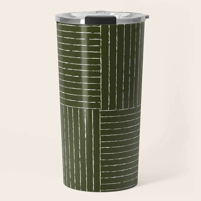 Lines III (Olive Green) Travel Mug Gallery Image 1