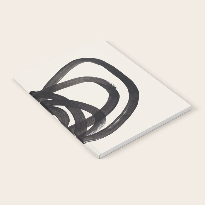 Mid Century Modern Minimalist Abstract Art Brush Strokes Black & White Ink Art Spiral Circles Notebook Gallery Image 1