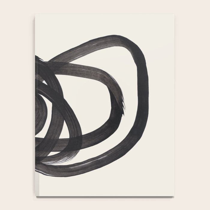 Mid Century Modern Minimalist Abstract Art Brush Strokes Black & White Ink Art Spiral Circles Notebook Gallery Image 4