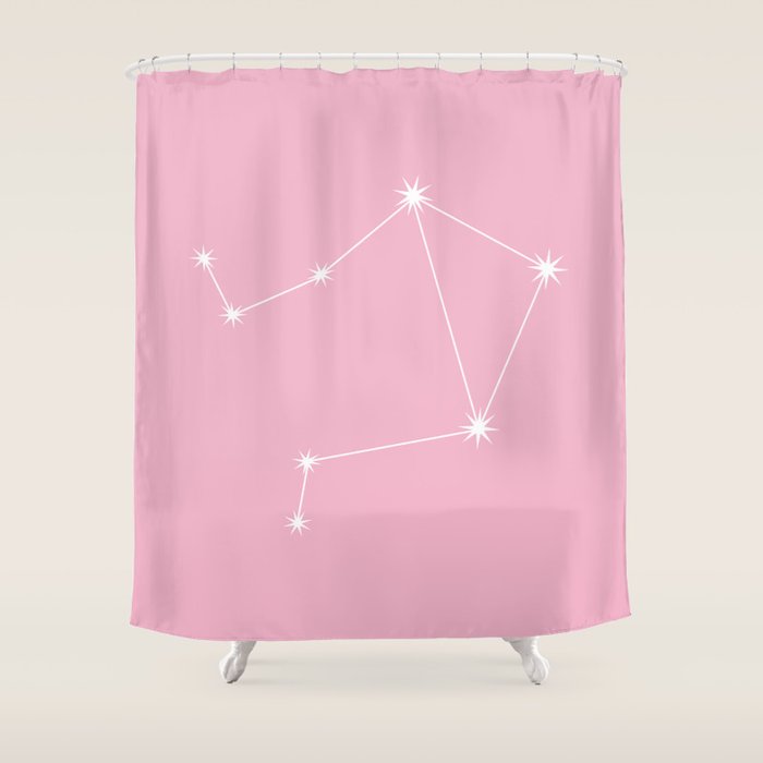 Libra Zodiac Star Constellation Line Art Soft Pink Shower Curtain Gallery Image 1