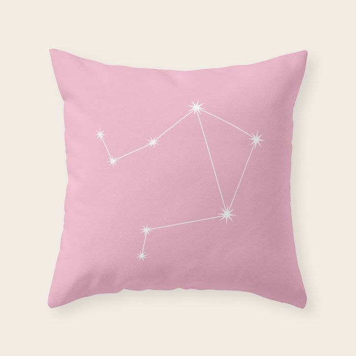 Libra Zodiac Star Constellation Line Art Soft Pink Throw Pillow Gallery Image 6
