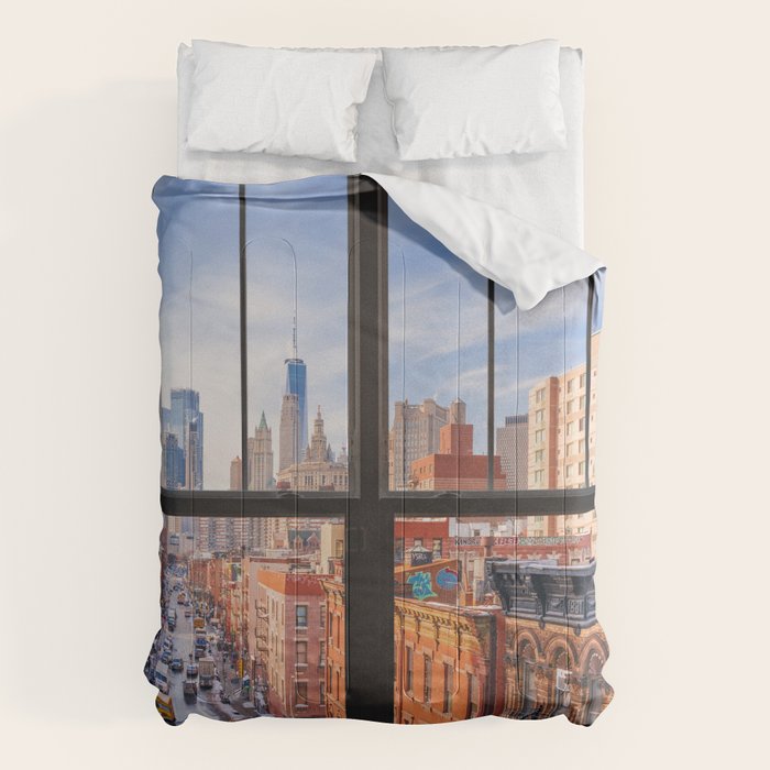 New York City Window | Lower Manhattan Comforter Gallery Image 1