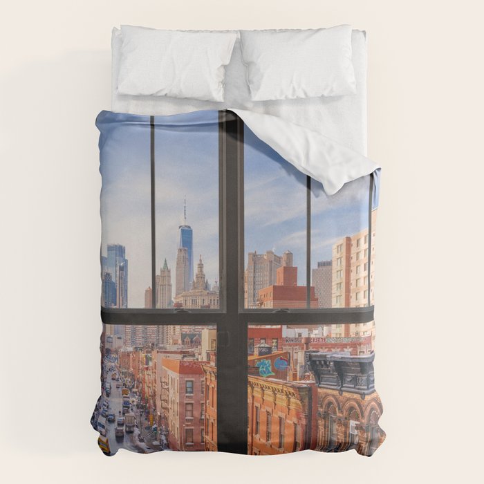 New York City Window | Lower Manhattan Duvet Cover Gallery Image 1